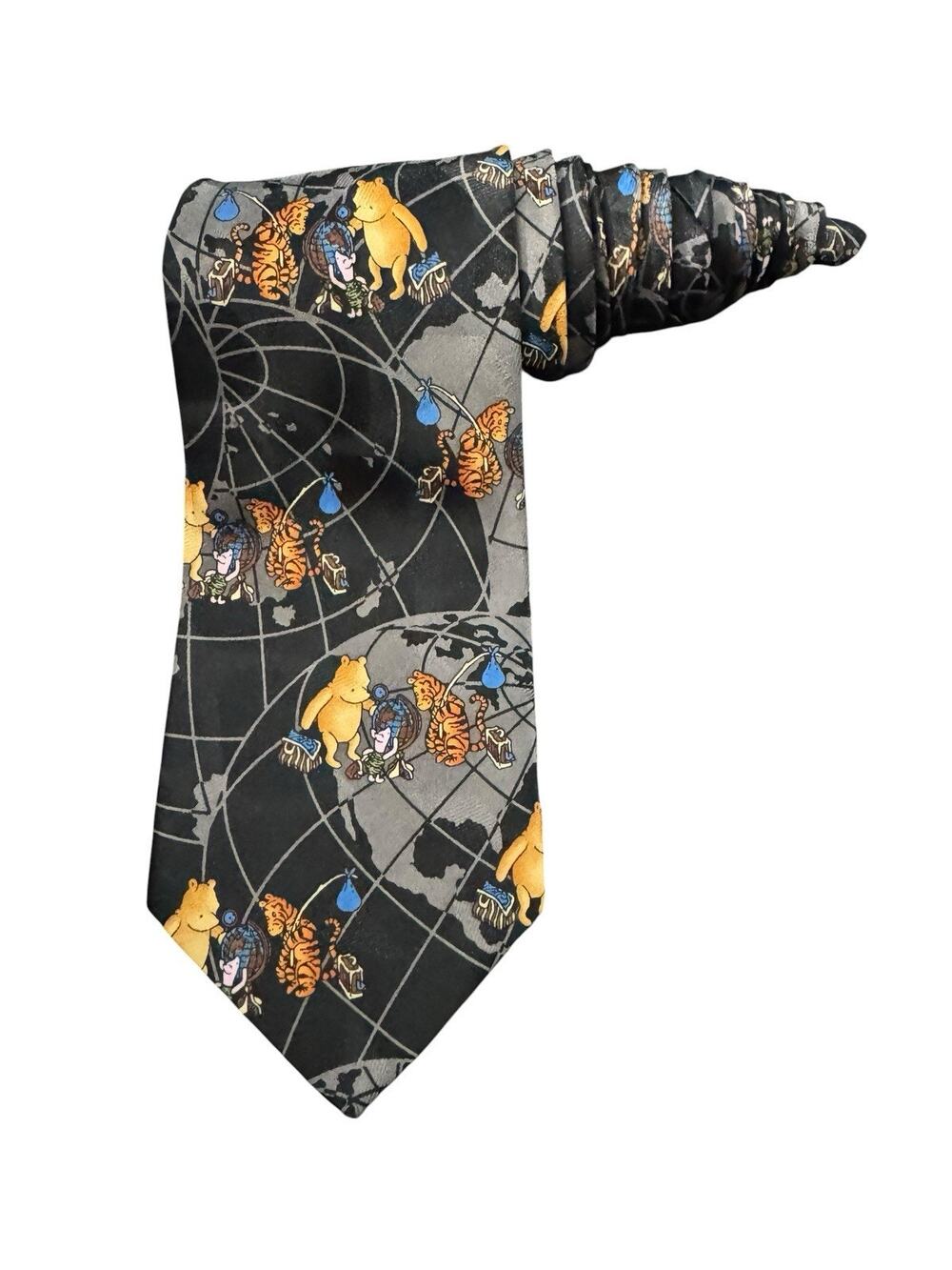 Disney Classic Pooh Tigger Piglet Traveling World Vintage Novelty Necktie
